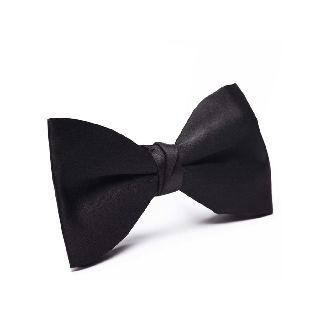 Black Silk Satin Bow-Tie, Ready-Tied - Dege & Skinner | Savile Row
