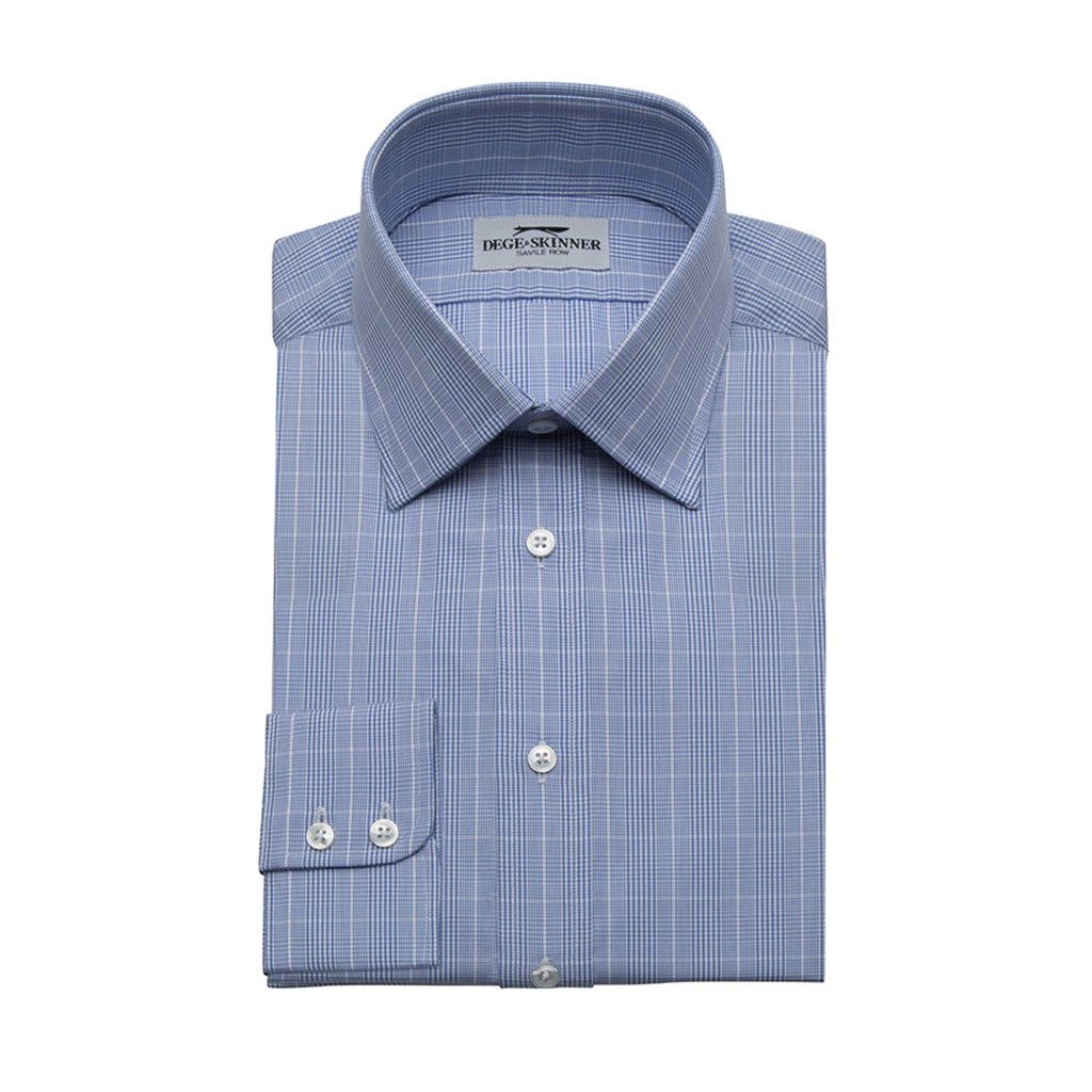 Blue Check With White Windowpane Cotton Shirt, Button Cuff