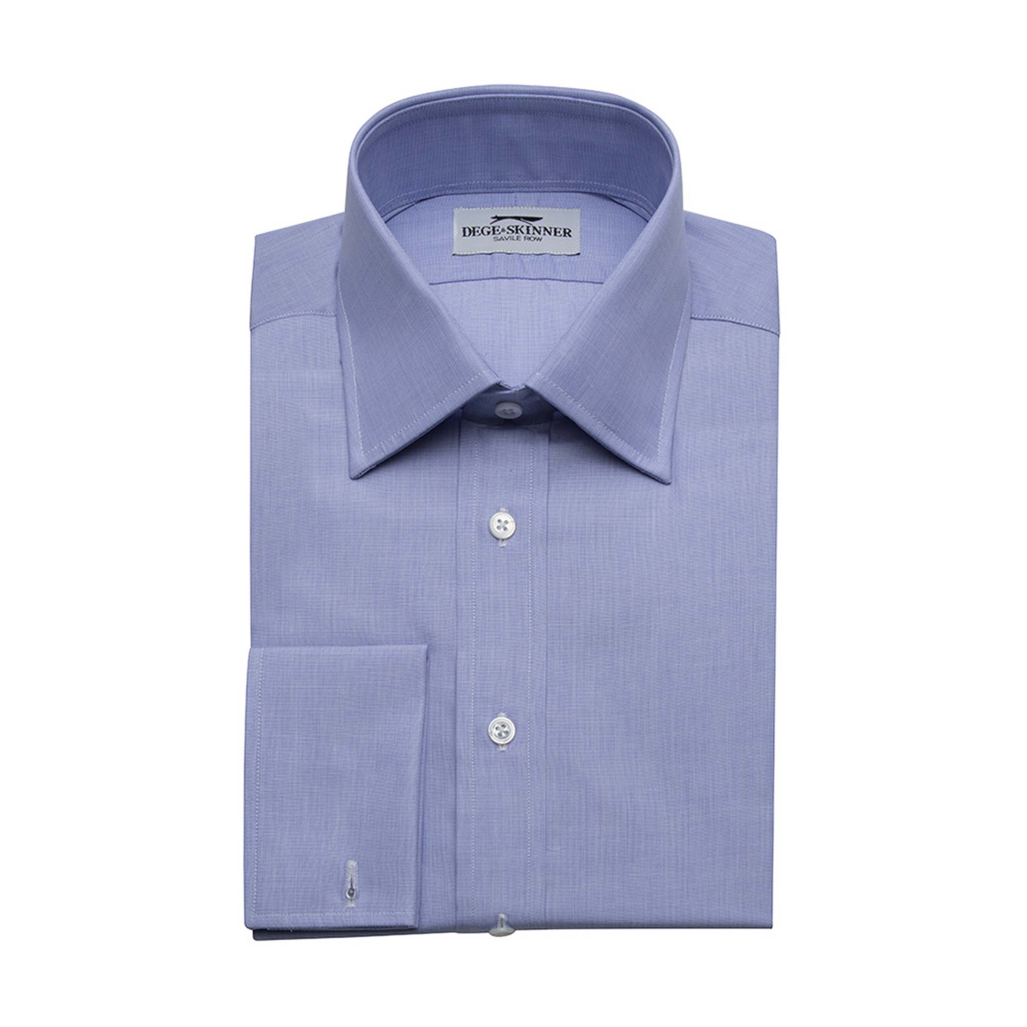 Blue End On End Shirt, Double French Cuff - Dege & Skinner