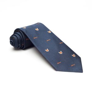 Fox Mask Woven Silk Tie, Navy