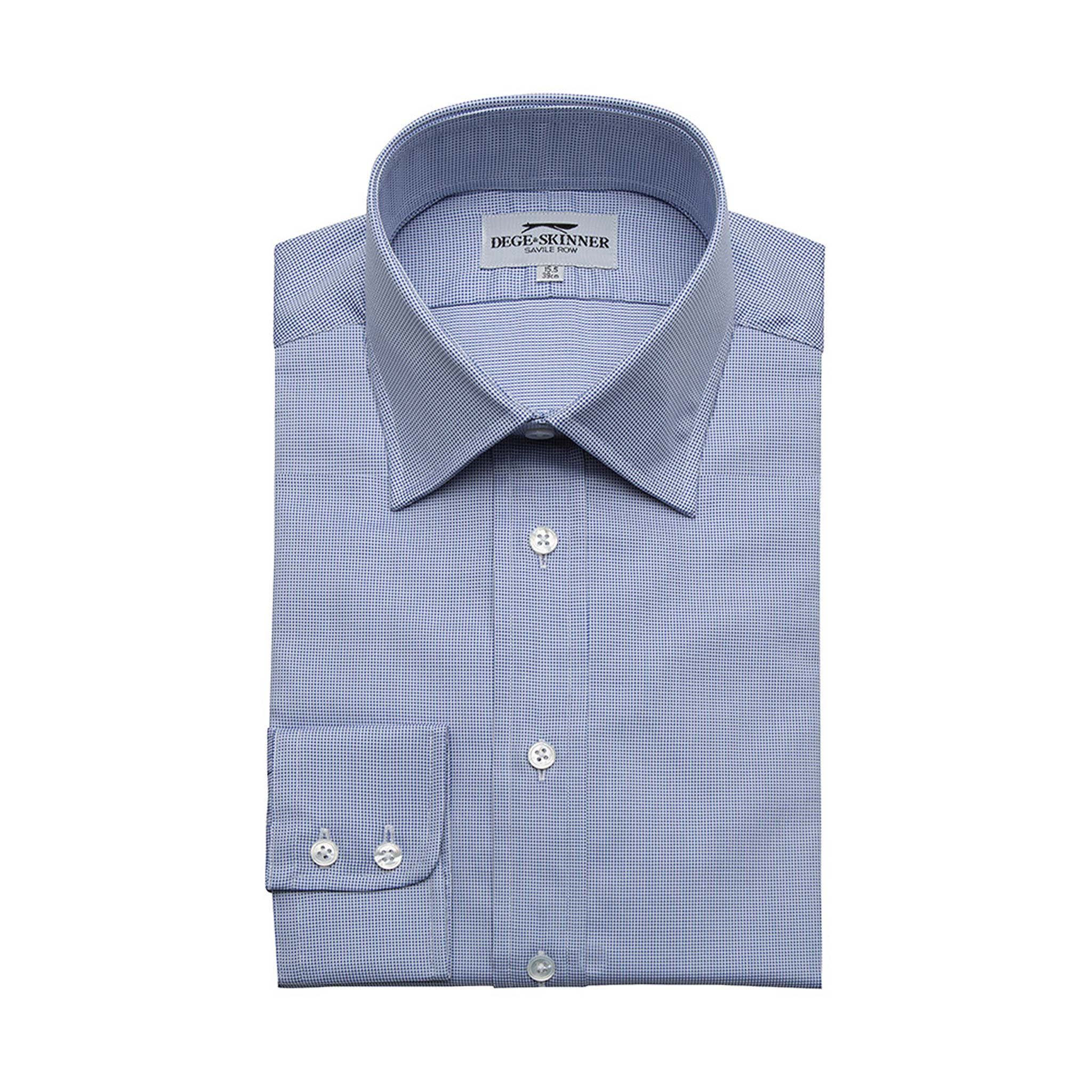 Blue & White Royal Oxford Cotton Shirt, Button Cuff - Dege & Skinner