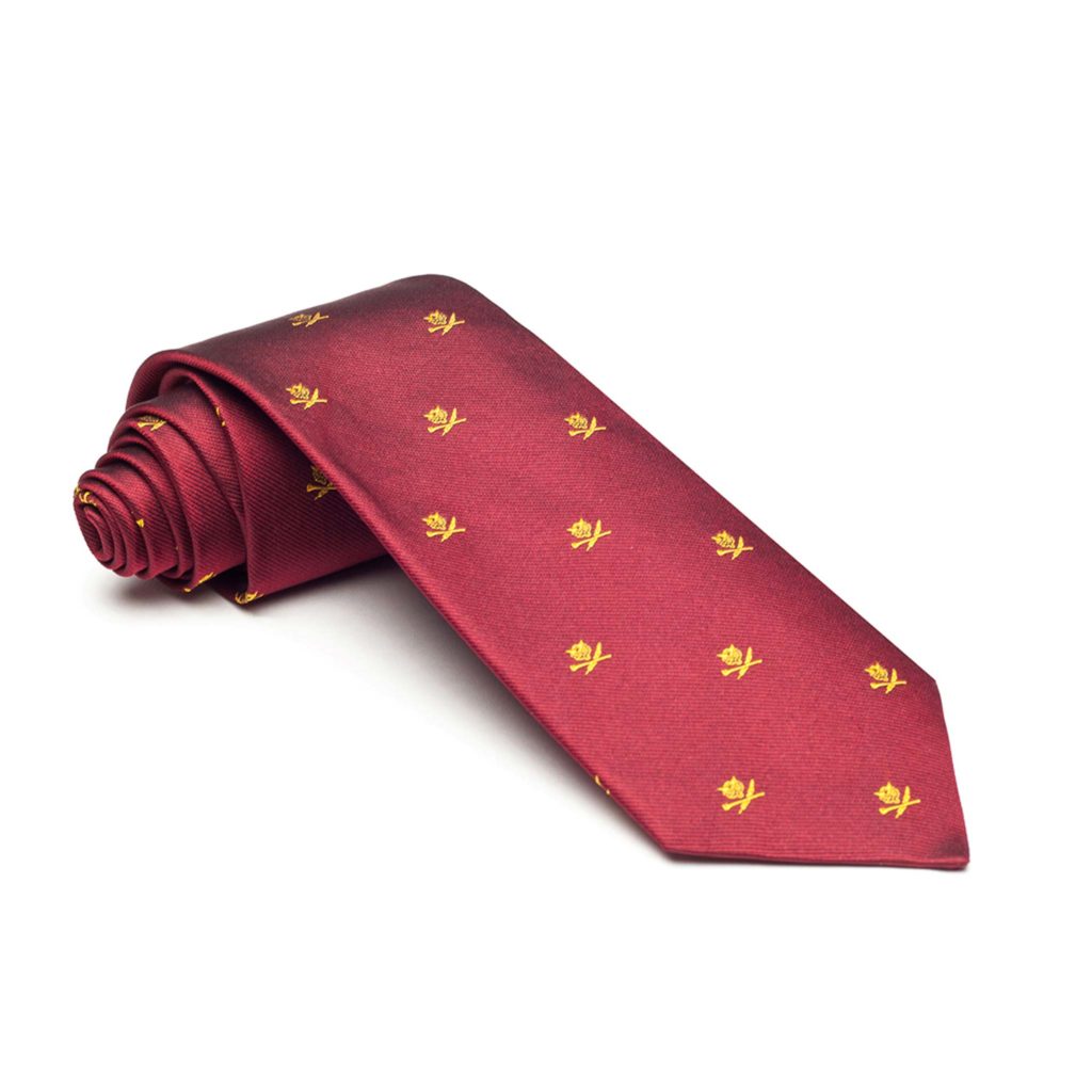 Burgundy and Grey Foulard Print Silk Tie