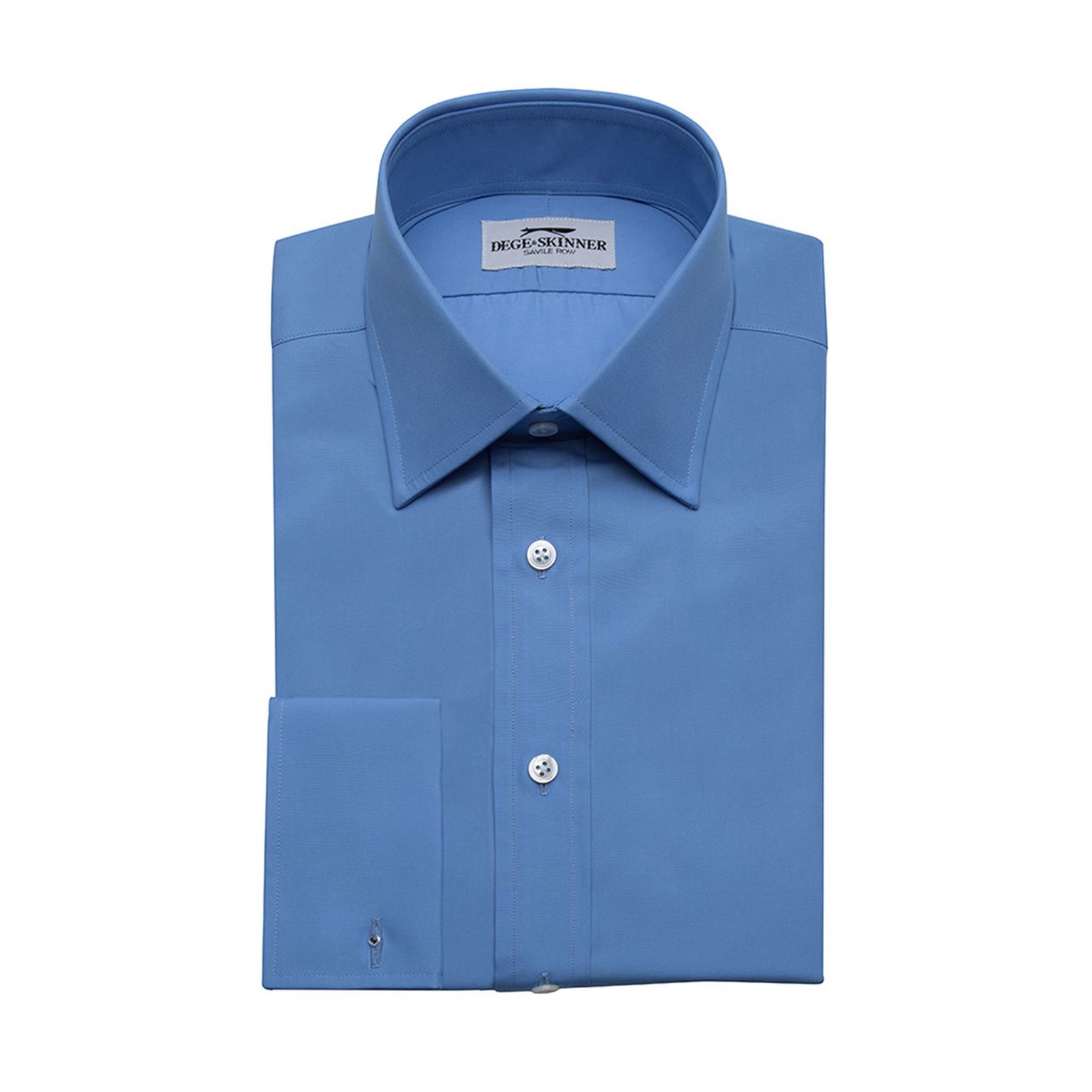Cornflower Blue Poplin Cotton Shirt, Double French Cuff - Dege & Skinner