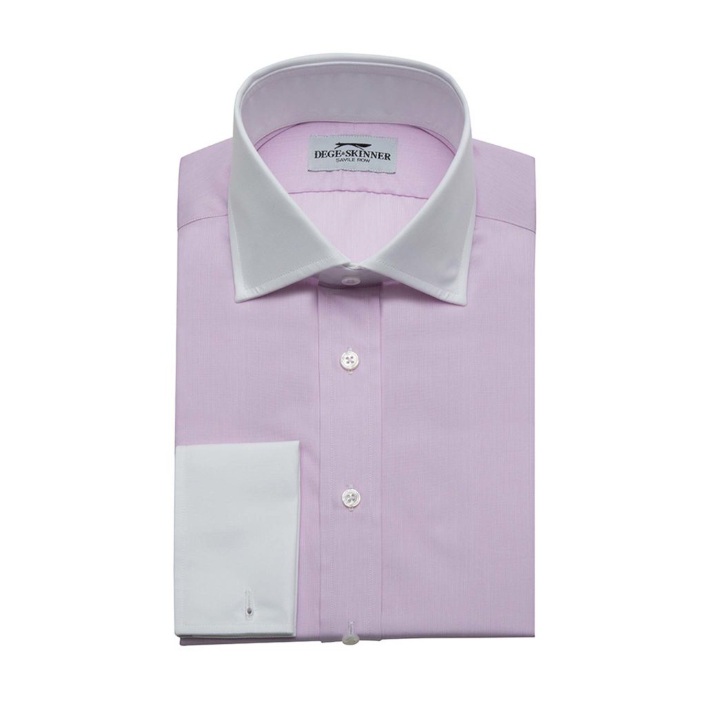 Lilac Hairline Cotton Shirt, White Collar & Double French White Cuff
