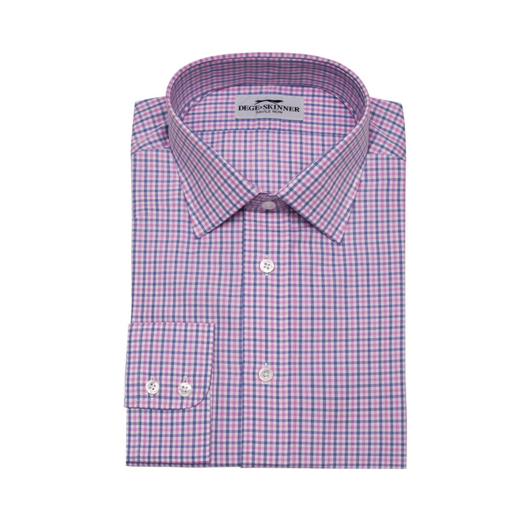 Pink & Navy Check Shirt, Button Cuff - Dege & Skinner | Shirts