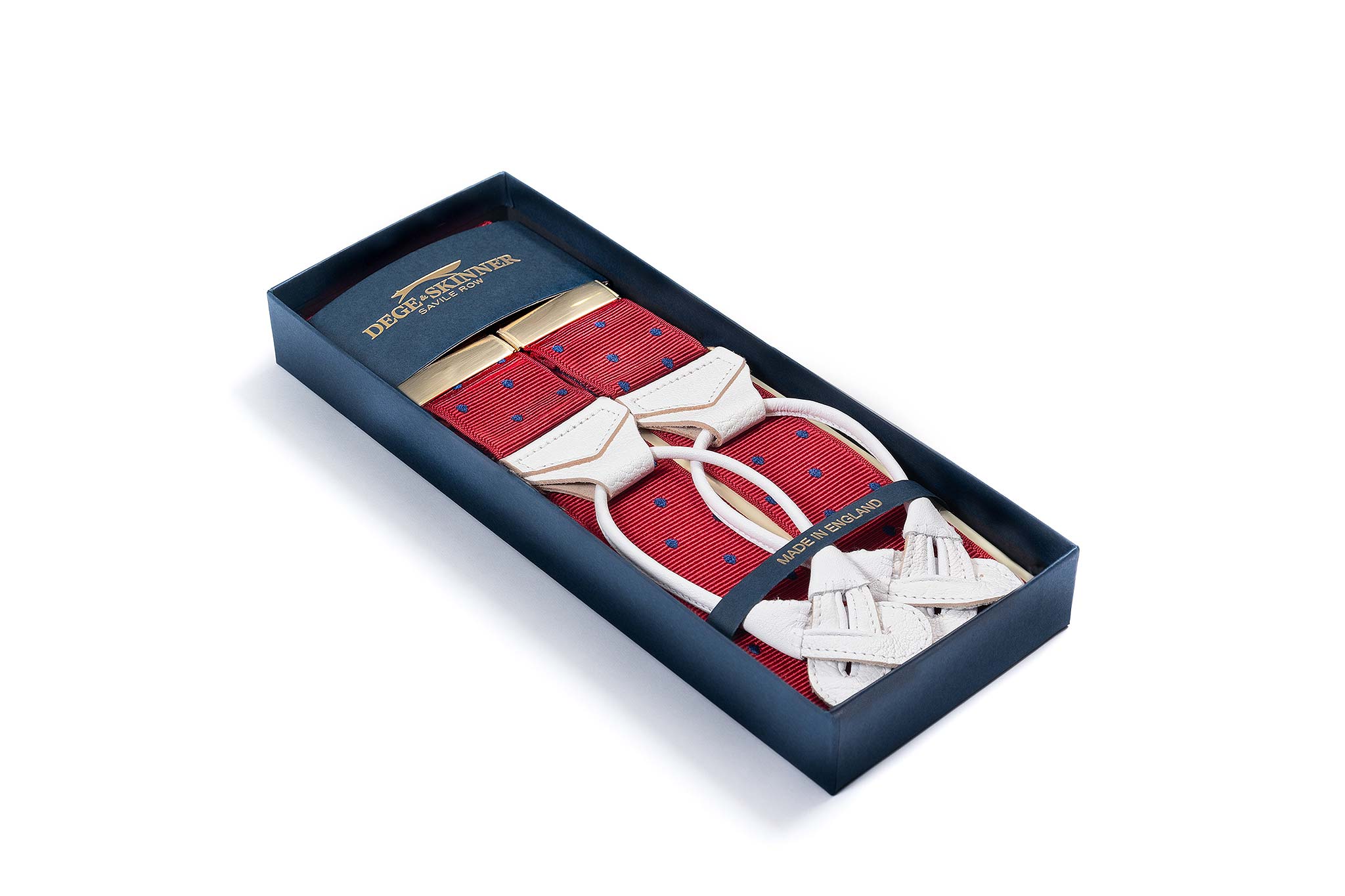 Combination Navy Blue/Red Button & Clip Trouser Braces - Elegant Extras