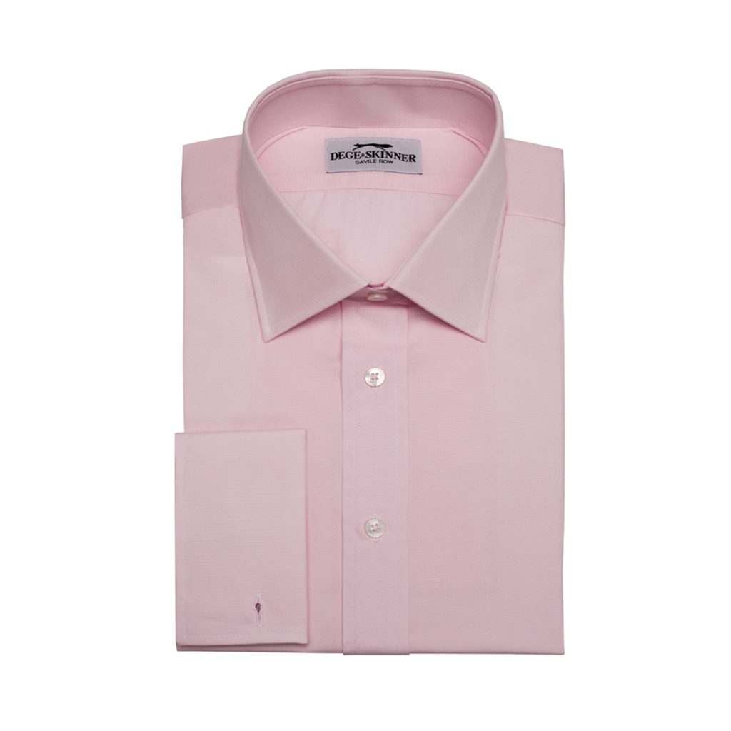 Pink Poplin Cotton Shirt, Double French Cuff - Dege & Skinner