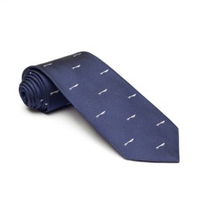 Running Fox Woven Silk Tie, Navy & Silver