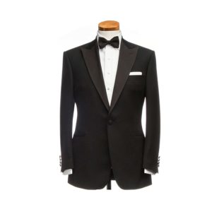 Black Barathea Single Breasted Two-Piece Dinner Suit