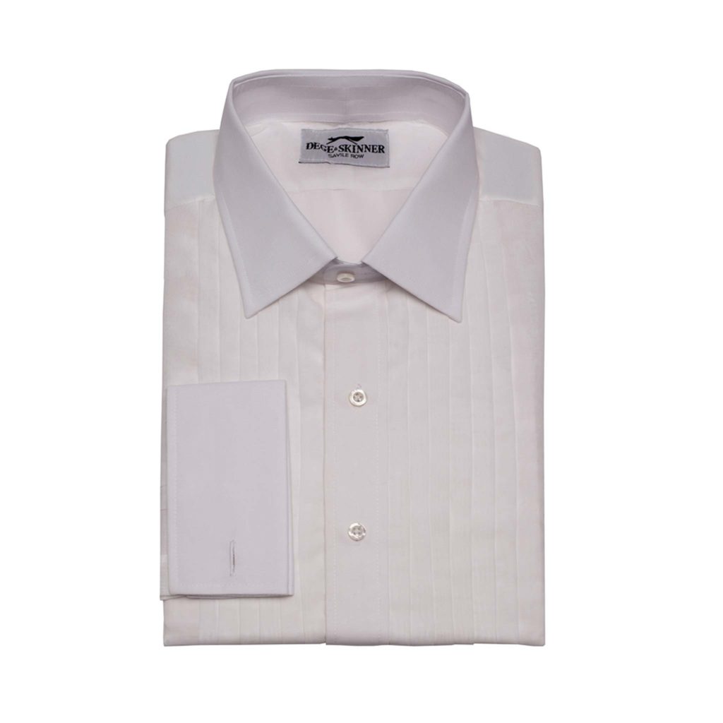 White Pleated Voile Dress Shirt Dege & Skinner | Savile Row Shirt-Maker