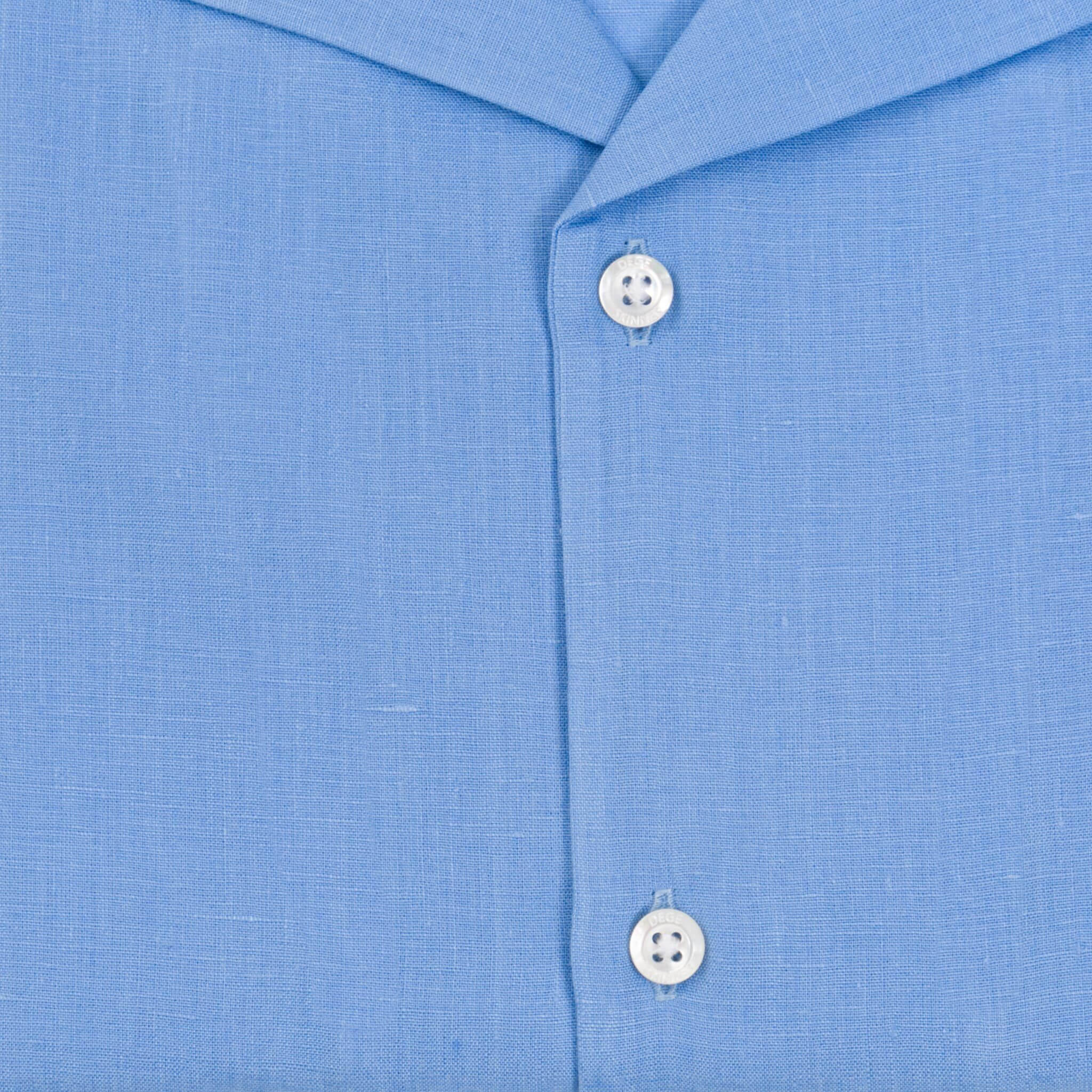 Cornflower Blue Linen Short-Sleeve Shirt - Dege & Skinner - Savile Row