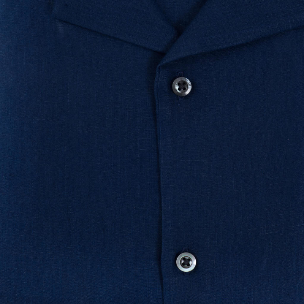 Navy Blue Linen Short-Sleeve Shirt - Dege & Skinner