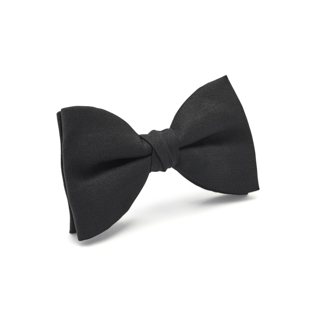 Black Barathea Silk Bow-Tie, Ready-Tied - Dege & Skinner | Savile Row