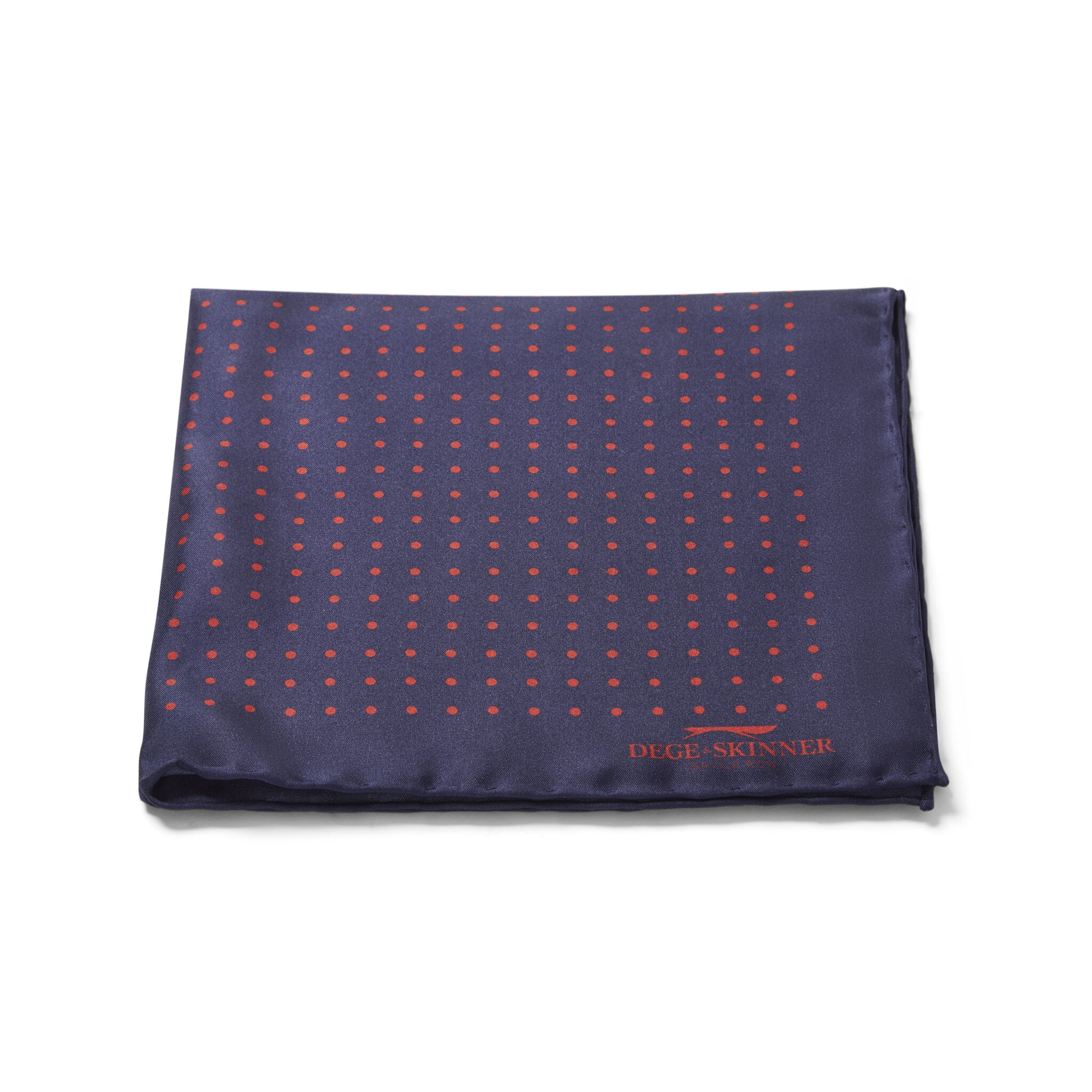 Navy Blue With Red Polka Dot, Silk Pocket Square