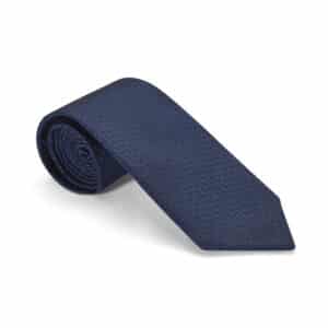 Navy Blue Interlocked Woven Silk Tie
