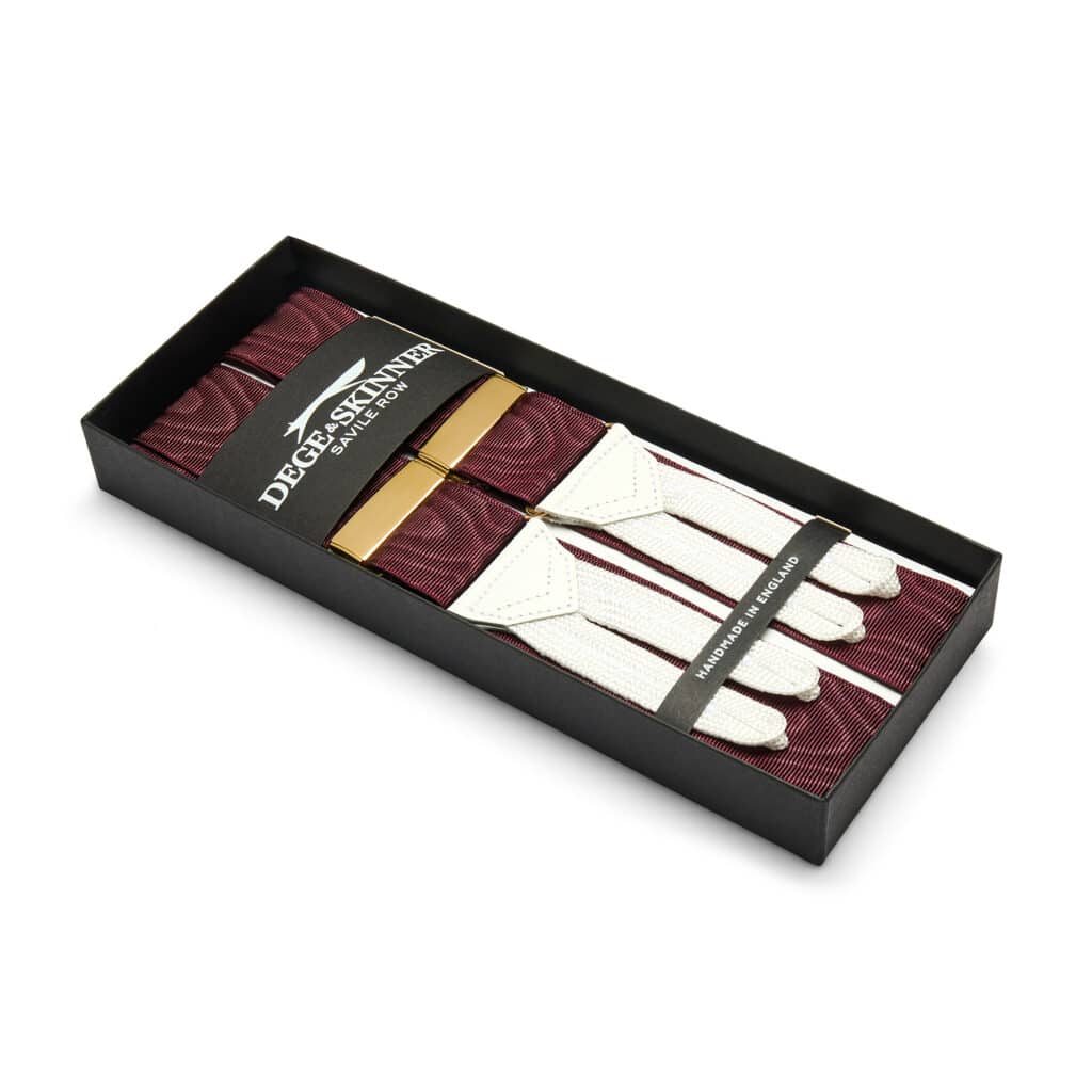 Pink Bourgainville White Leather Silk Braces
