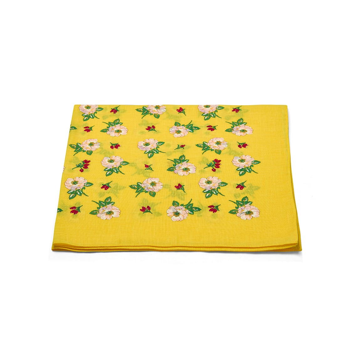 Yellow With Flowers, Cotton Pocket Square