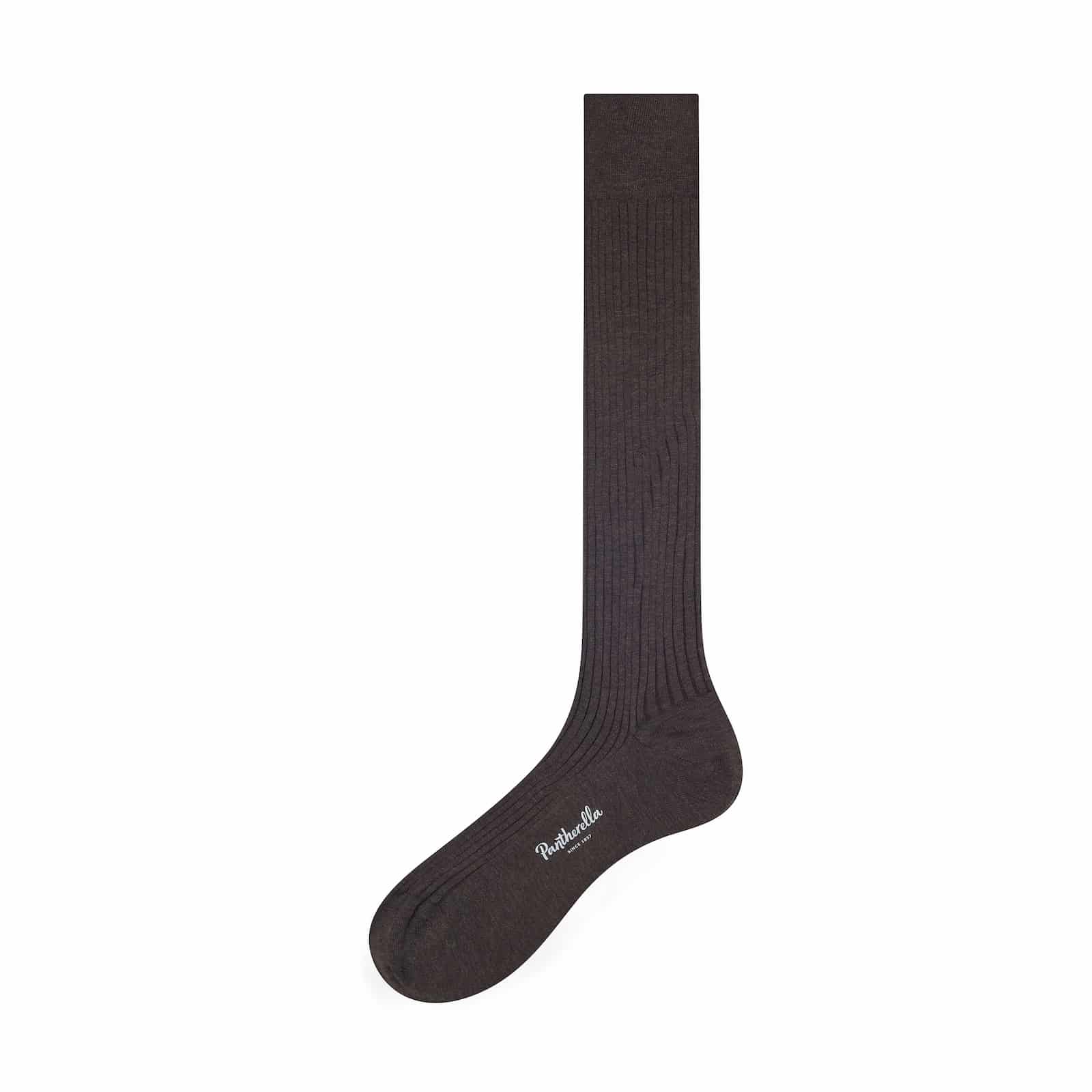 Dark Brown Over-Calf Cotton Socks