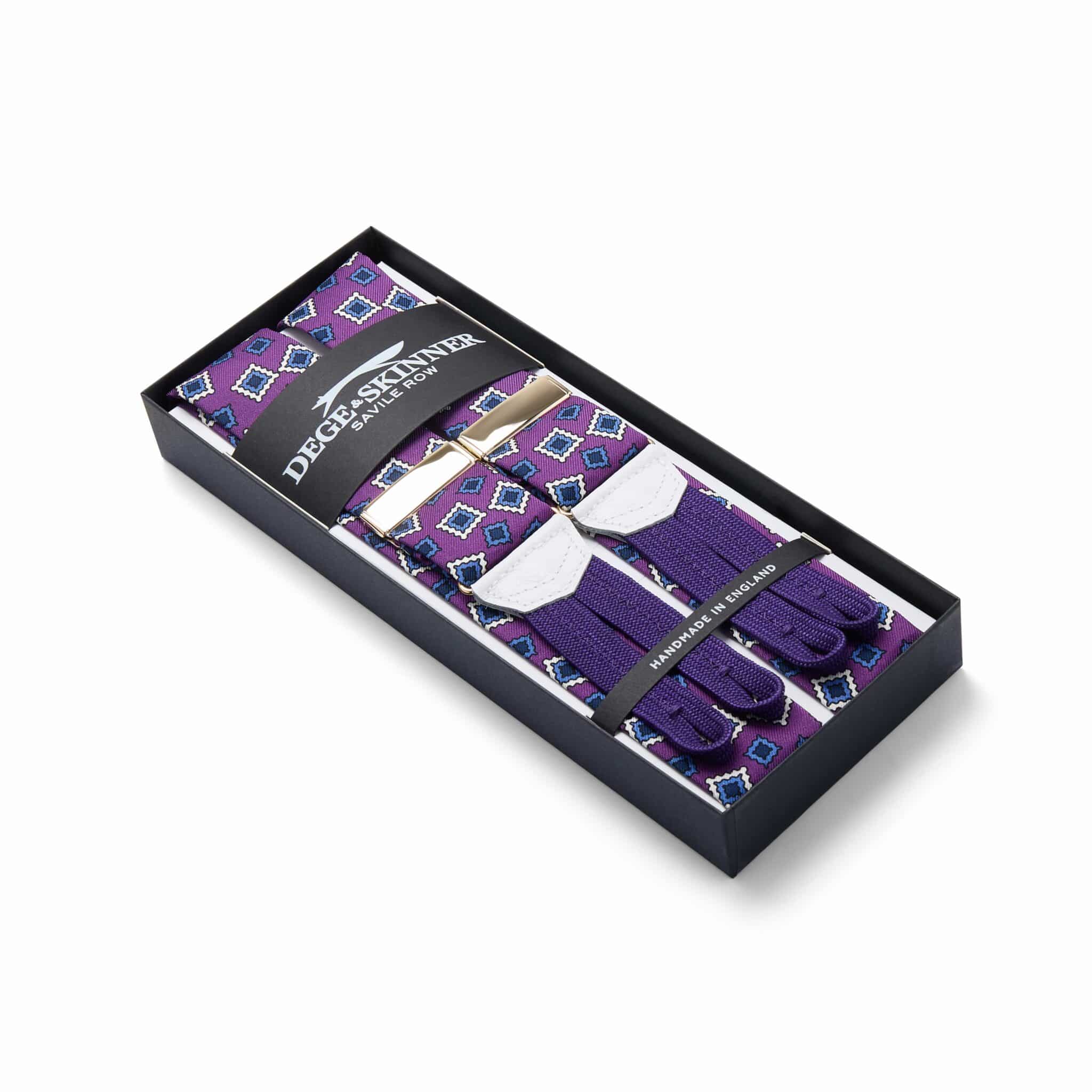 Purple & Mid-Blue Stamp, Ancient Madder Silk Braces