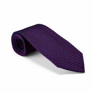 Navy Blue & Pink Oval, Woven Silk Tie