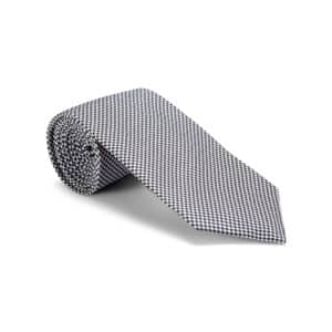 Black & White Micro Houndstooth Woven Silk Tie